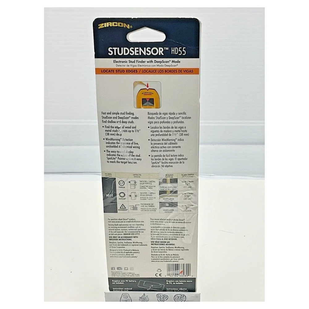 Zircon StudSensor HD55 Stud‎ Finder with DeepScan Mode